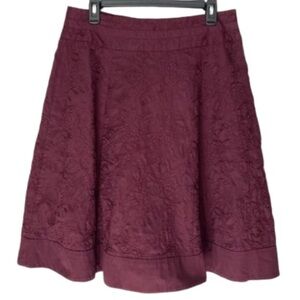 WESTBOUND Full A Line Skirt Floral Embroidery Side Zipper Burgundy Women Size 14